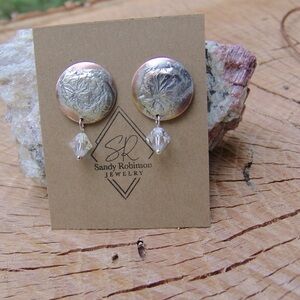 Handcrafted Sterling Silver on Copper Post Earrings Sandy Robinson Jewelry